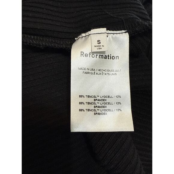 Reformation Cassi Black Square Neck Ribbed Knit Midi Size S - Picture 14 of 15
